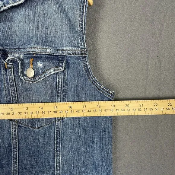 Joe's Biker Trucker Vest Womens Large Blue Denim Grunge Classic Moto Vintage - Picture 14 of 16